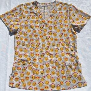 JDM Divine Stretch Emojis Scrubs Tooniforms Uniform V Neck Top Women’s Size S